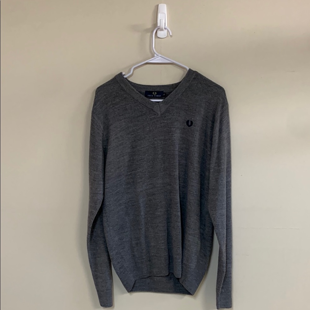 Fred Perry Gray Men's Sweater 100% CASHMERE